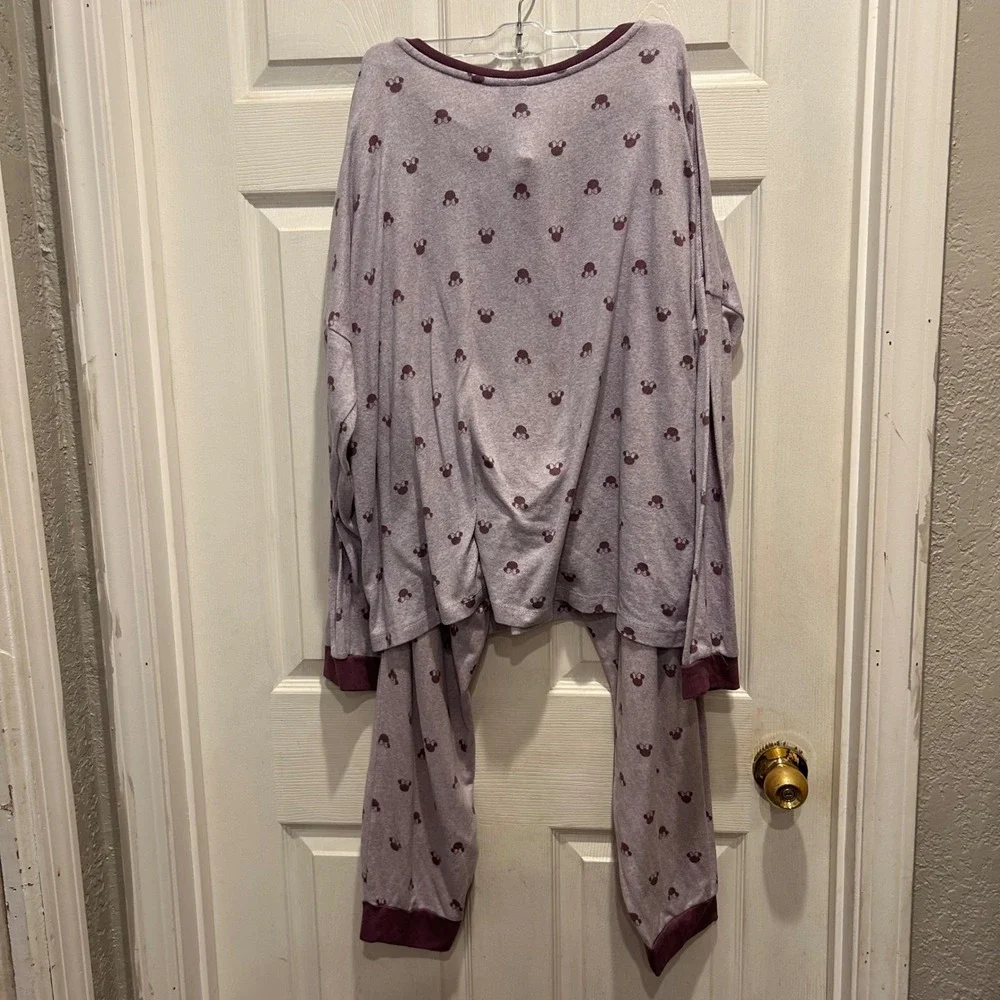 Disney Minnie Mouse Pajama Set Womens XL Purple‎ Long Sleeve Joggers Loungewear - Picture 6 of 9